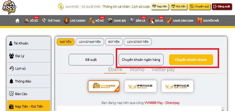Giới Thiệu Các Phương Thức Nạp Tiền Tại Soco88