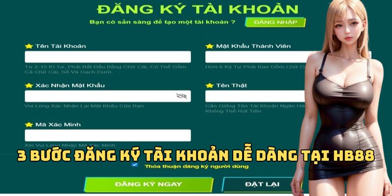 3 bước đăng ký tài khoản dễ dàng tại HB88